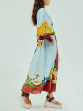 Sunny – Einreihiges Midikleid mit Blumenmuster und Bindeband